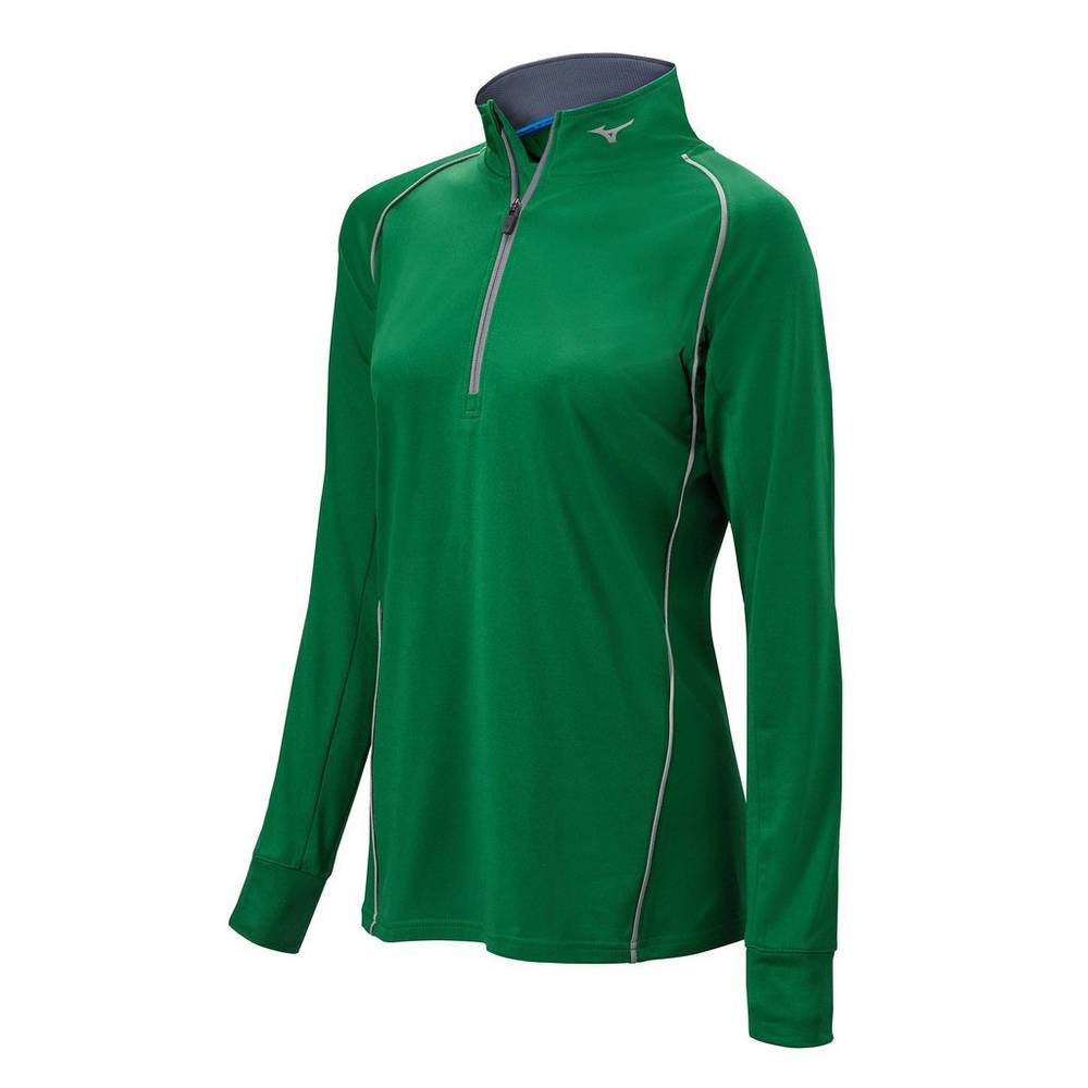 Mizuno Women's Comp 1/2 Zip Long Sleeve Pullover Green (350589-PKS)